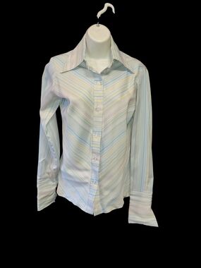 Alice Stuart Pastel Multi-Stripe Button-Up Shirt